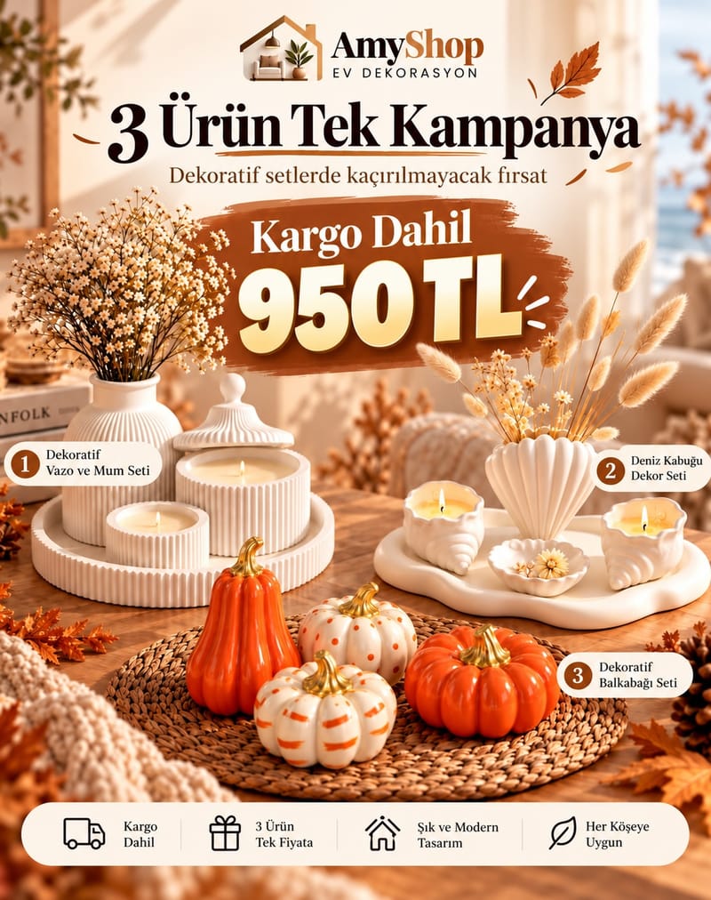 3 Ürün Tek Kampanya – Dekoratif Set Paketi — kargo dahil ₺950,00