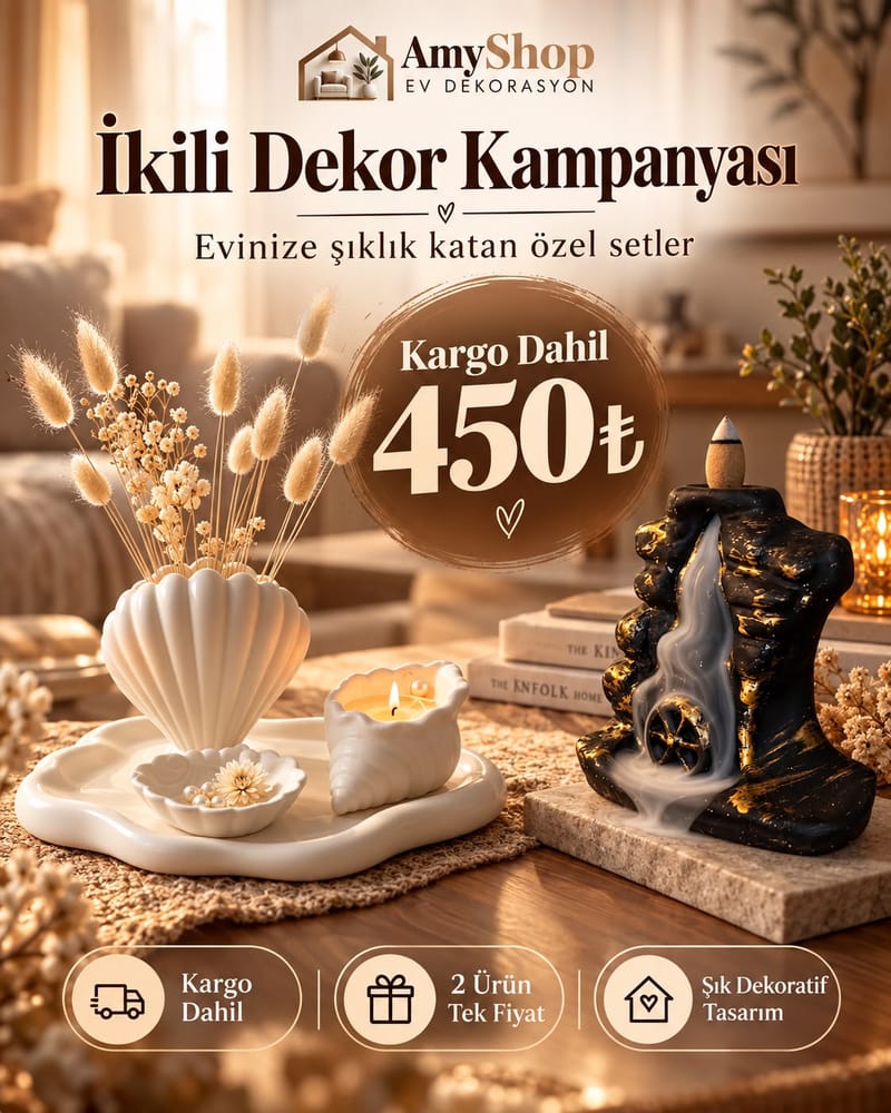 İkili Dekor Kampanyası – Deniz Kabuğu Seti ve Şelale Tütsülük